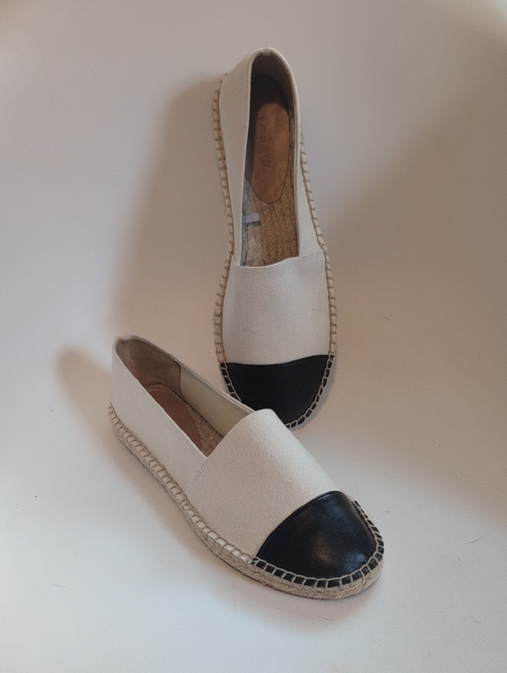 J.Crew Espadrilles Black Toe Cap Canvas Shoes. Size 9.5